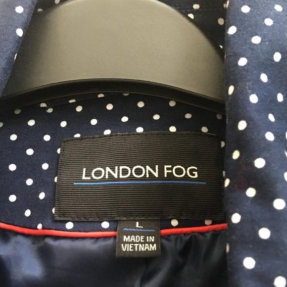 London Fog Polka Dot Double Breasted Trench Coat - Picture 3 of 4